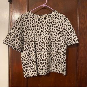 LOFT Leopard Print Puff Sleeve Top